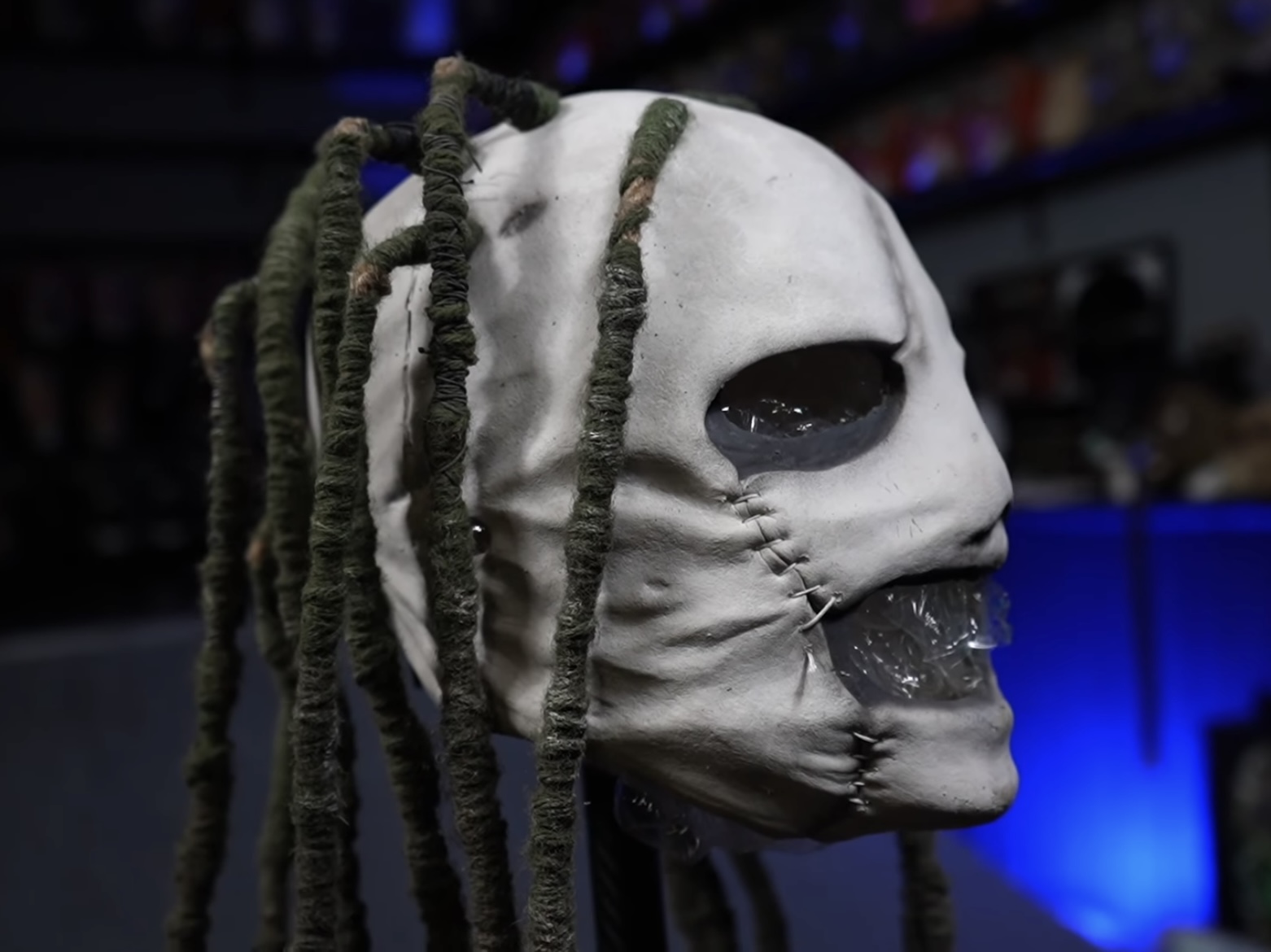 Close front view of the Iowa replica mask