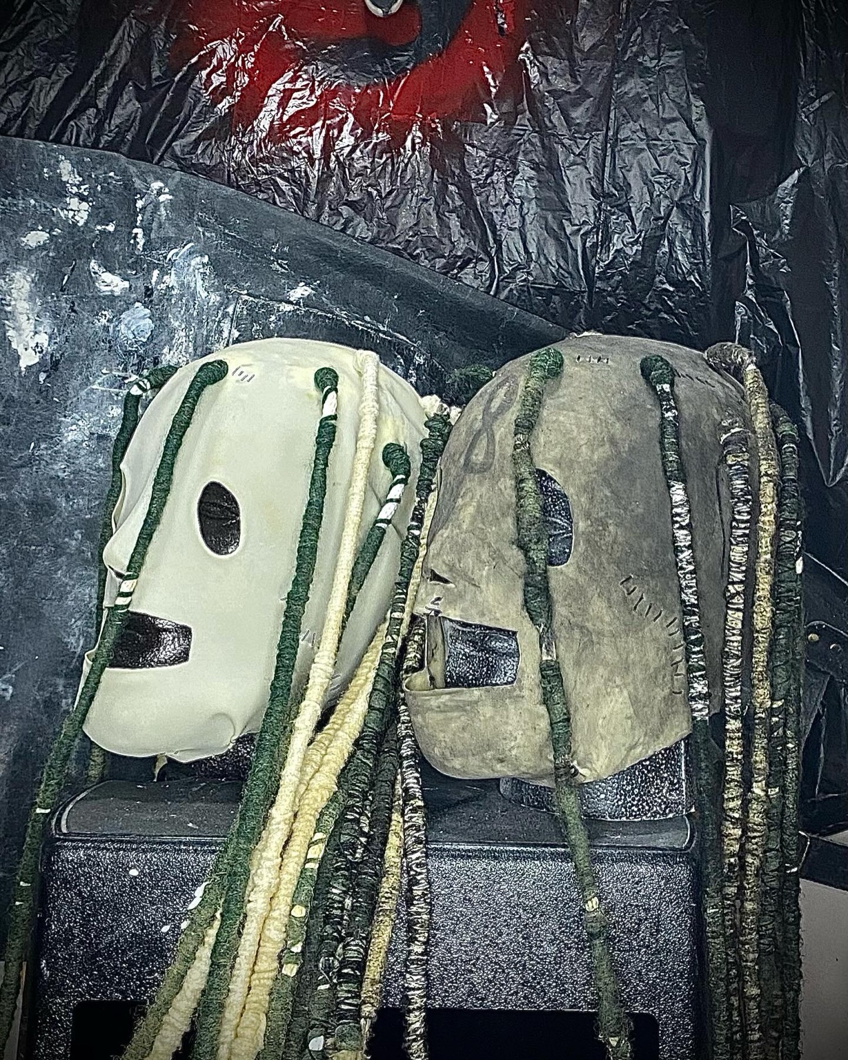 Finished Self-Titled replica masks, side view